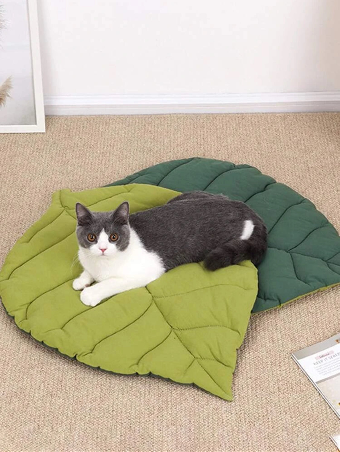 Relaxing Leaf-Shaped Cat Puff